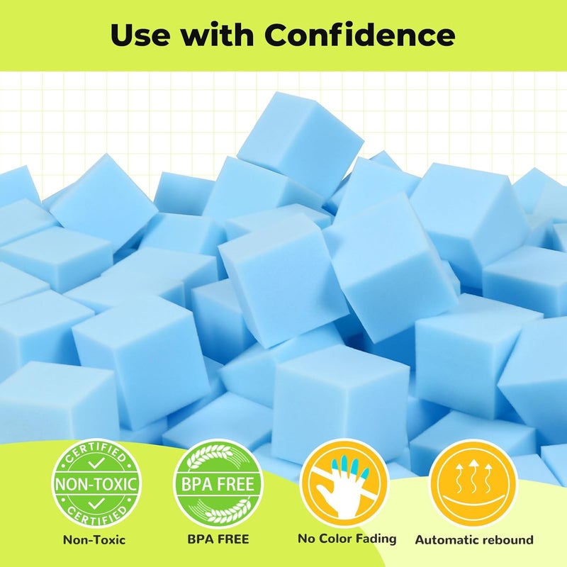 TRENDBOX Foam Cube, 100 PCS of 3.15 x 3.15 x 3.15 Inch Soft Blocks, Gymnastics, Rock Climbing, Trampoline and Other Sports Cushion Pads, Indoor Park Foam Pit Filler - Light Blue ... - Image 2